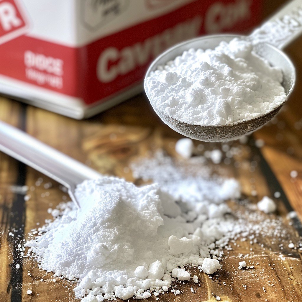 Container of baking soda with a small bowl and brush, used as a gentle exfoliant for dandruff.