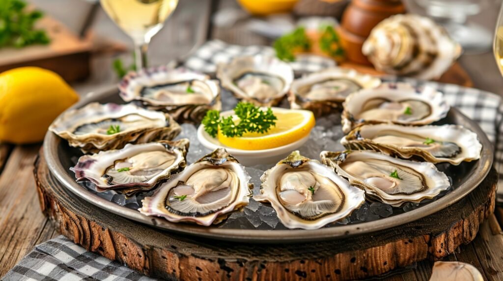 Fresh oysters on the half shell, a great source of zinc for maintaining healthy scalp and hair.