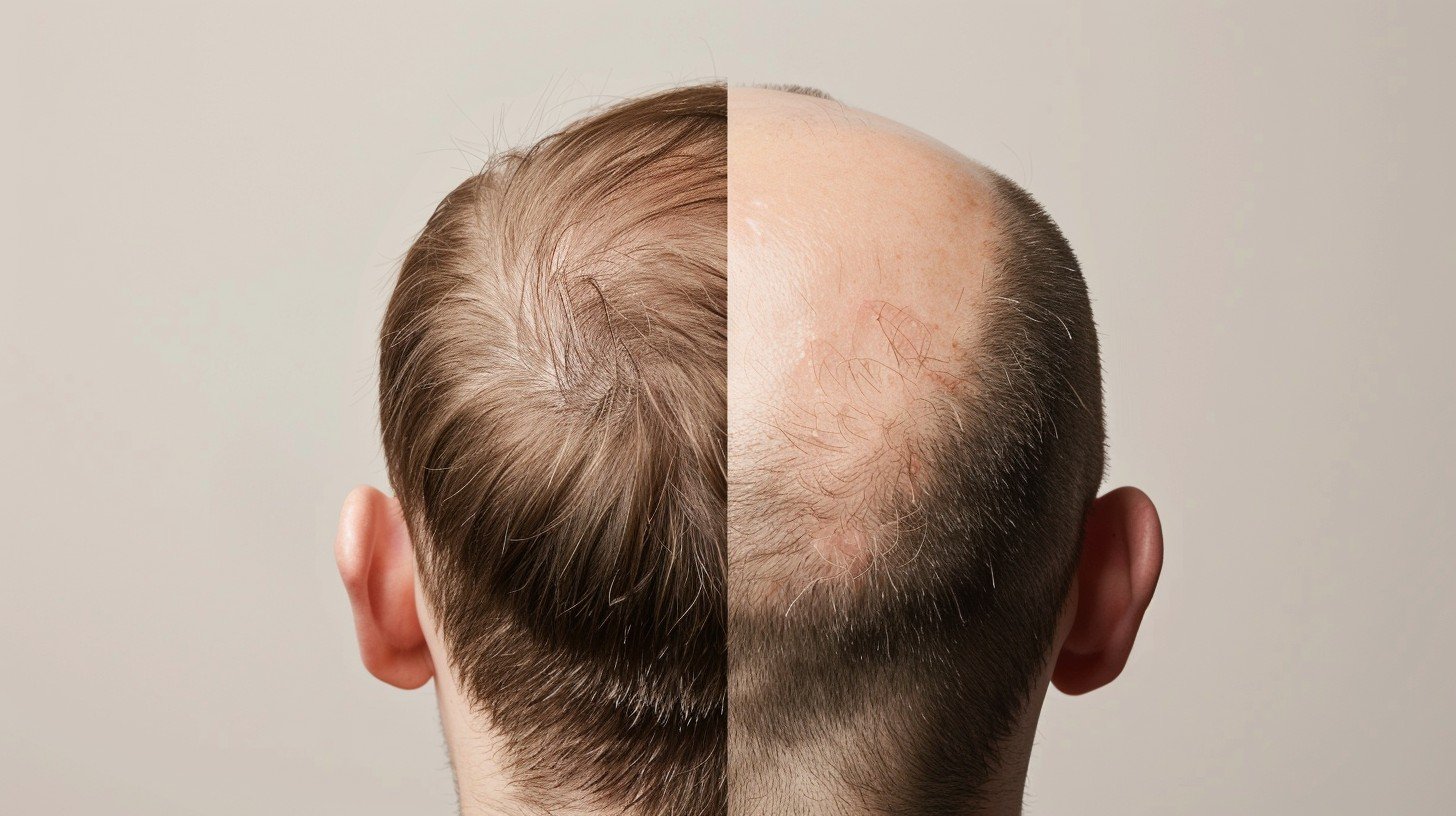 Illustration of hair loss with a focus on genetic factors.