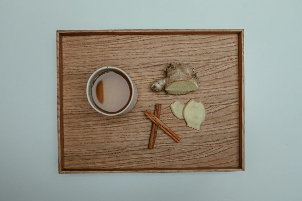 Herbal tea for weight loss: Ginger tea with fresh ginger, boosting digestion and metabolism.