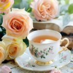 Benefits of Drinking Rose Tea: A cup of rose tea with a rose flower, showcasing its calming and health-boosting effects.